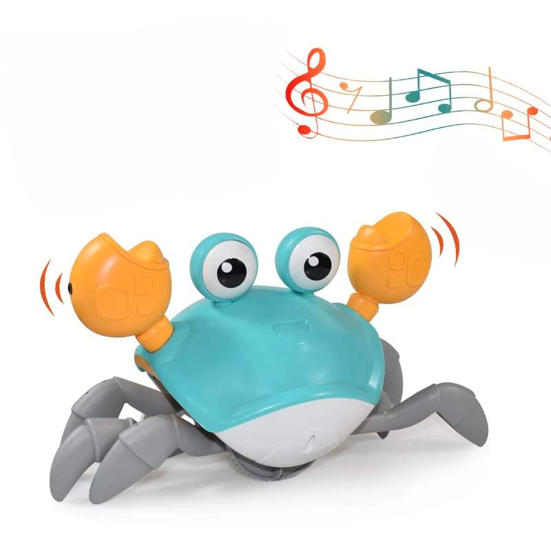 Happy Tiny Mart ABS Sensing Crawling Crab Toy with Music and Lights