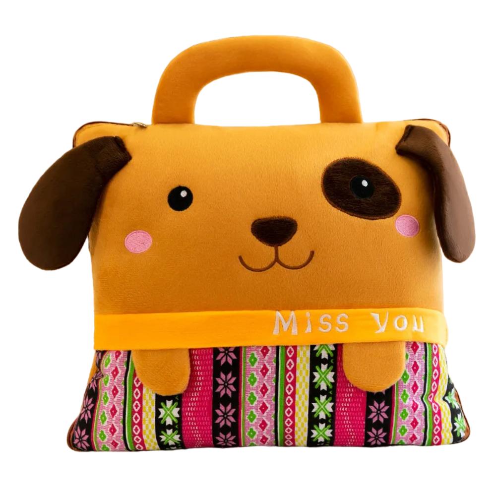 Cotton Cartoon Pattern Dual-Purpose Pillow and Convertible Blanket for Children