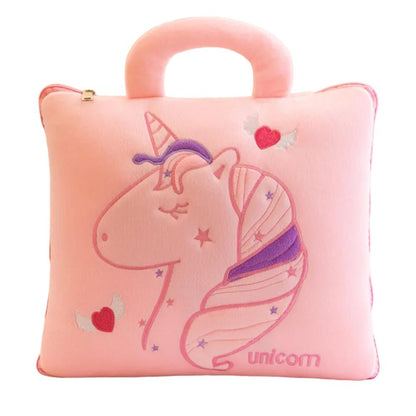 Cotton Cartoon Pattern Dual-Purpose Pillow and Convertible Blanket for Children