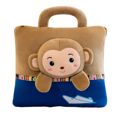 Cotton Cartoon Pattern Dual-Purpose Pillow and Convertible Blanket for Children