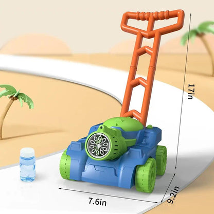 Plastic Battery Powered Automatic Bubble Blower Push Cart With LED Lights