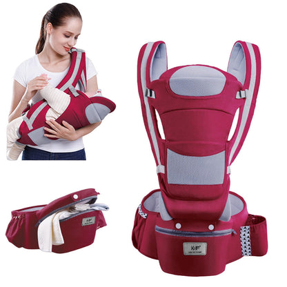 Cotton and Polyester 3-in-1 Ergonomic Baby Carrier with Hip Seat