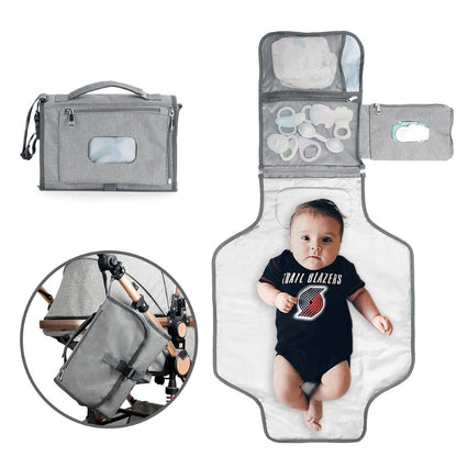 Happy Tiny Mart Canvas Portable Diaper Changing Pad with Waterproof PEVA Mat
