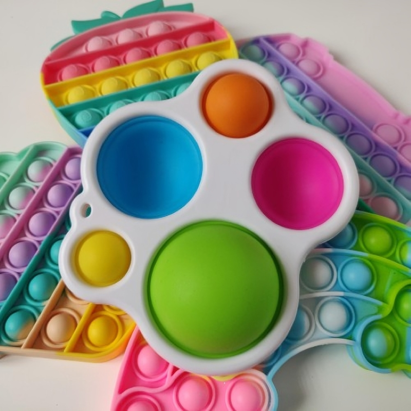 Silicone and ABS Plastic Multi-Color Fidget Toy for Tactile Sensory Development
