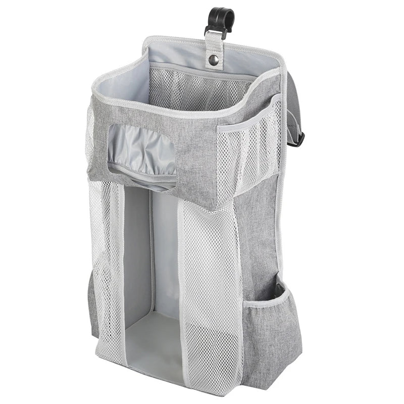 Oxford Cloth Hanging Baby Crib Diaper Storage Organiser with Mesh Pockets