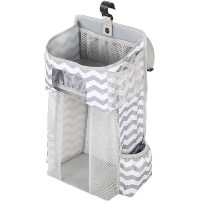 Oxford Cloth Hanging Baby Crib Diaper Storage Organiser with Mesh Pockets