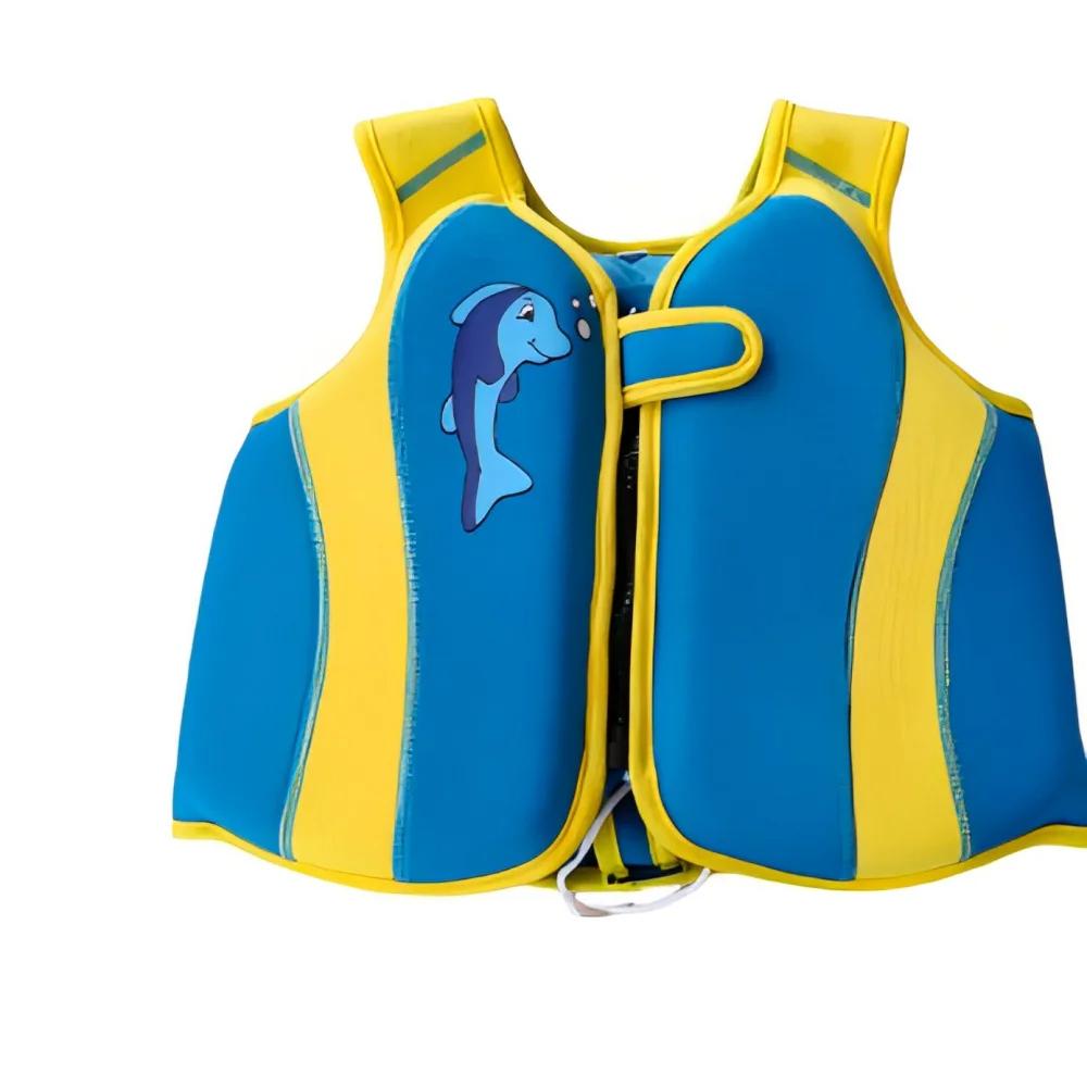 Inflatable Children's Swim Jacket with Adjustable Straps and Zipper Closure