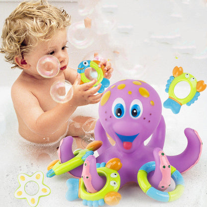 ABS Plastic Floating Purple Octopus Bath Toy with Three Rings
