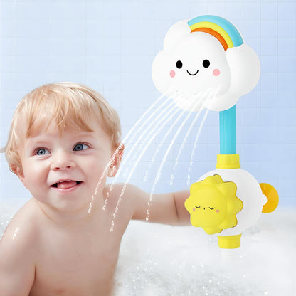 ABS Plastic Sunflower Motif Rotating Nozzle Shower Head Bath Toy