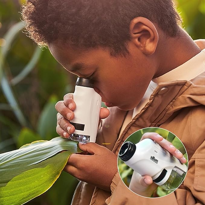 Happy Tiny Mart Portable Plastic Microscope with 60x-120x LED Magnification Function