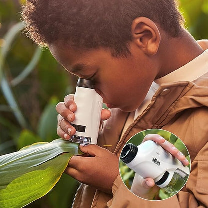 Happy Tiny Mart Portable Plastic Microscope with 60x-120x LED Magnification Function