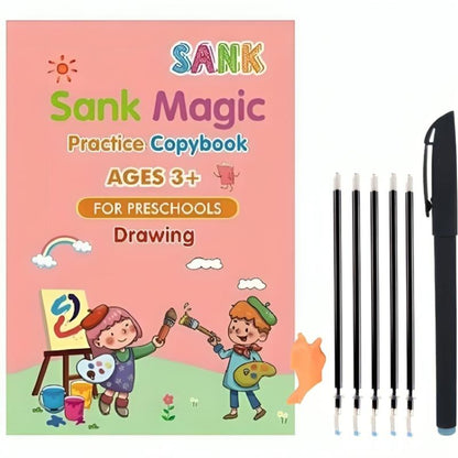 Happy Tiny Mart Reusable Grooved Cardboard Writing Practice Book Set