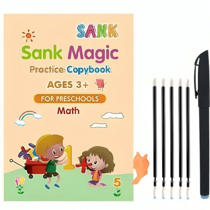 Happy Tiny Mart Reusable Grooved Cardboard Writing Practice Book Set