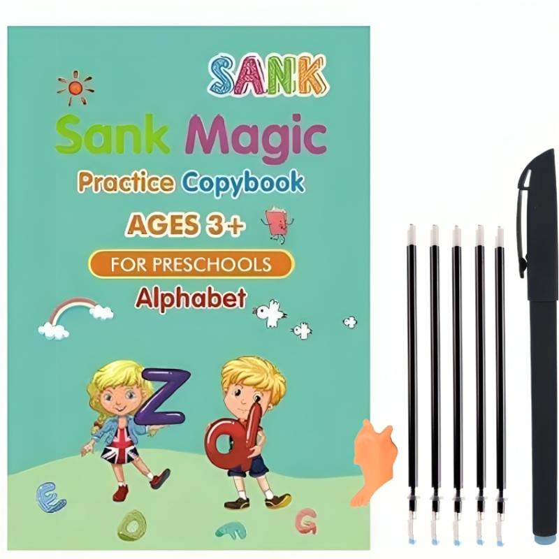 Happy Tiny Mart Reusable Grooved Cardboard Writing Practice Book Set