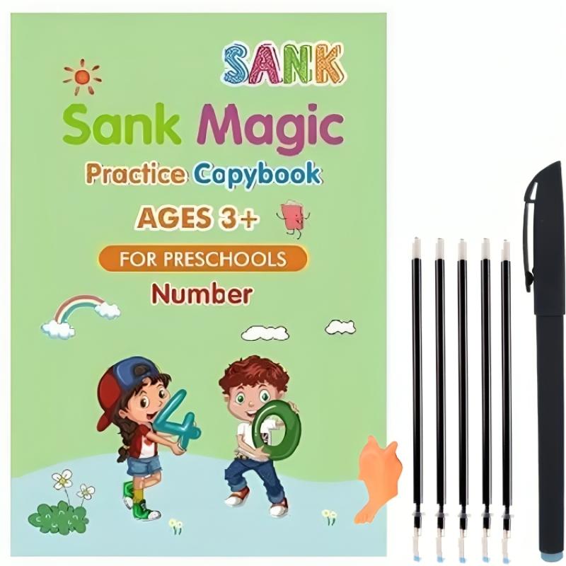 Happy Tiny Mart Reusable Grooved Cardboard Writing Practice Book Set