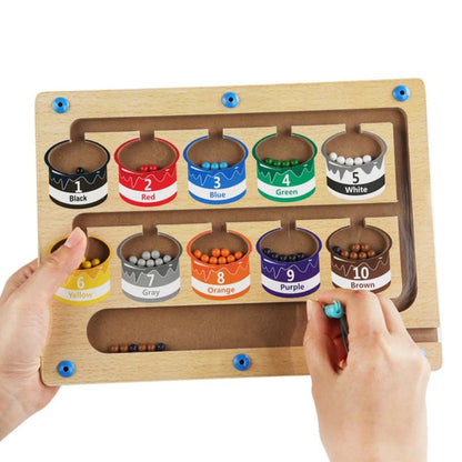 Basswood Magnetic Counting Maze Board with Ten Numbered Paint Boxes