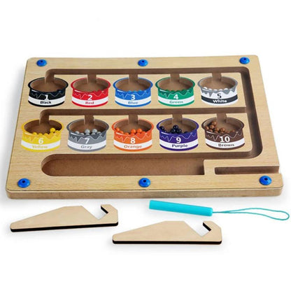 Basswood Magnetic Counting Maze Board with Ten Numbered Paint Boxes