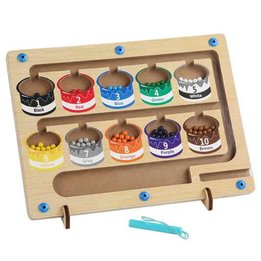 Basswood Magnetic Counting Maze Board with Ten Numbered Paint Boxes