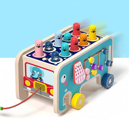 Happy Tiny Mart Solid Wood Elephant Activity Center with Xylophone