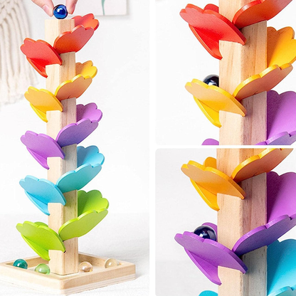 Happy Tiny Mart Rainbow Wooden Music Track Set with Marble Descent