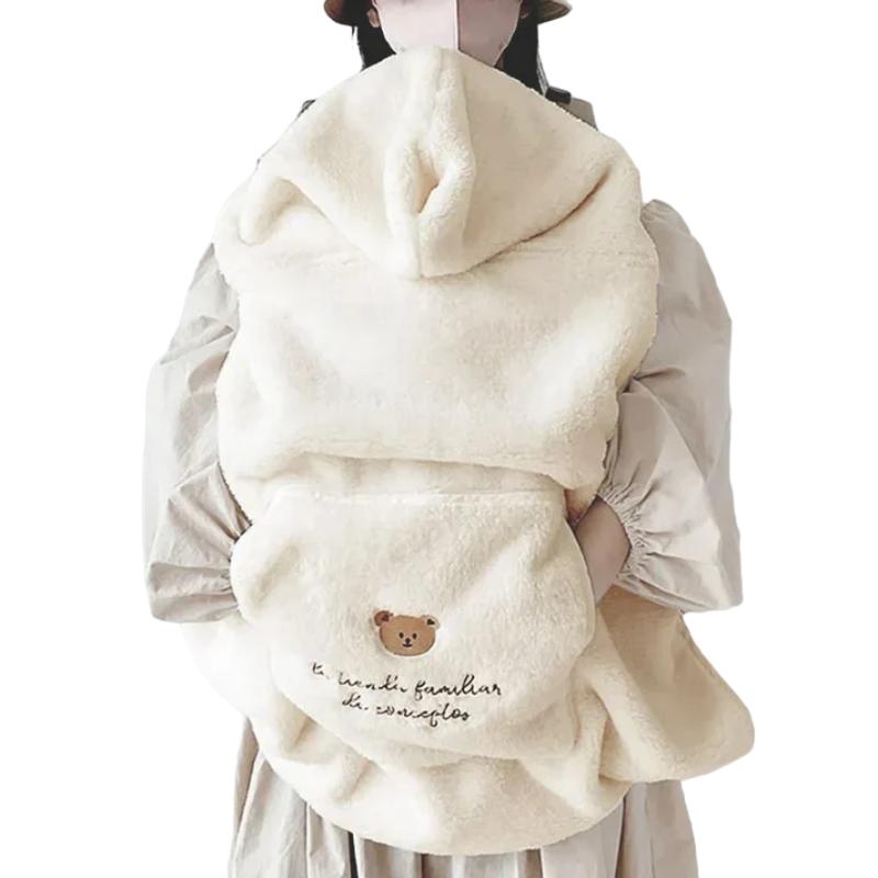 Happy Tiny Mart Hooded Fleece Stroller Blanket with Integrated Kangaroo Pocket