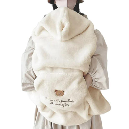 Happy Tiny Mart Hooded Fleece Stroller Blanket with Integrated Kangaroo Pocket