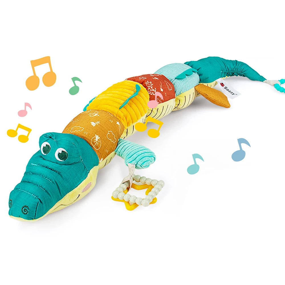 Plush Animal Sensory Musical Toy with Integrated Height Measurement Scale