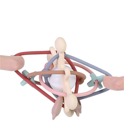 Silicone and TPU Sensory Teether Ball with Internal Rattle for Infants