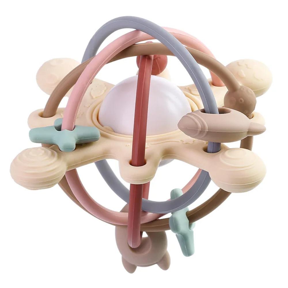 Silicone and TPU Sensory Teether Ball with Internal Rattle for Infants