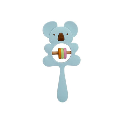 Happy Tiny Mart Silicone and Wood Koala Handbell Teether Rattle Toy
