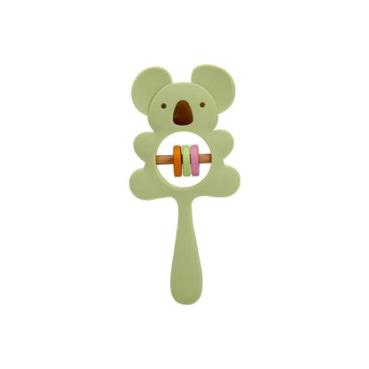 Happy Tiny Mart Silicone and Wood Koala Handbell Teether Rattle Toy