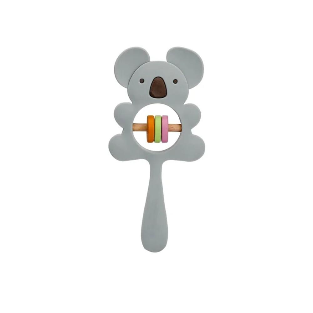 Happy Tiny Mart Silicone and Wood Koala Handbell Teether Rattle Toy