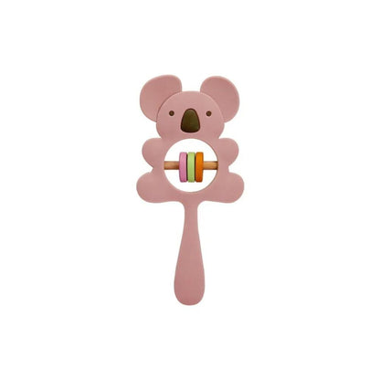 Happy Tiny Mart Silicone and Wood Koala Handbell Teether Rattle Toy