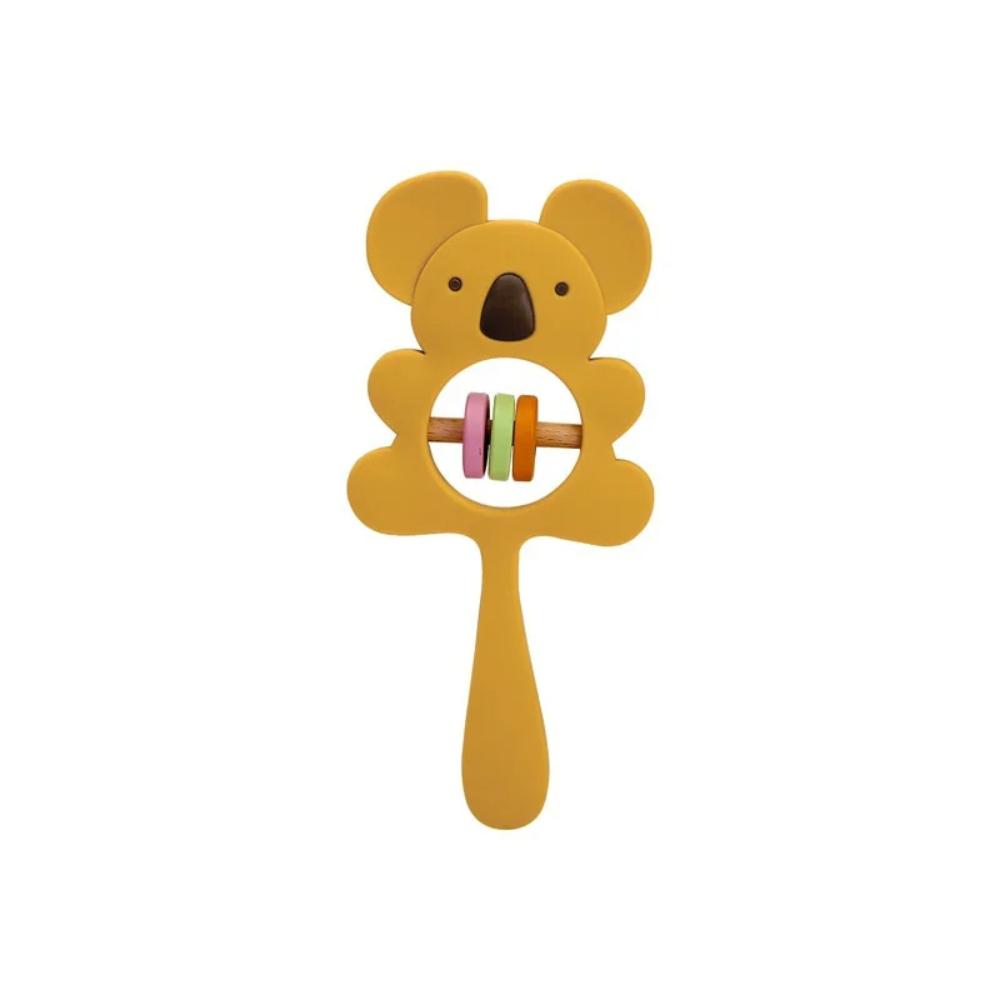Happy Tiny Mart Silicone and Wood Koala Handbell Teether Rattle Toy