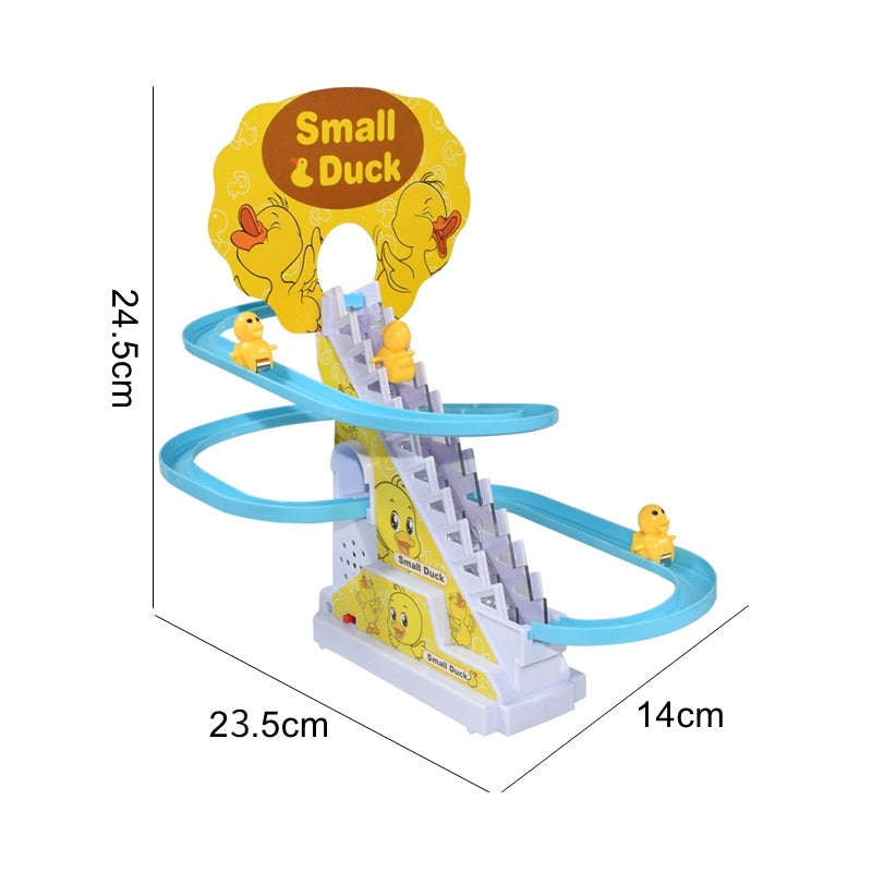 Happy Tiny Mart ABS Plastic Electric Stair Climbing Duck Track Toy with LED Lights