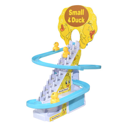 Happy Tiny Mart ABS Plastic Electric Stair Climbing Duck Track Toy with LED Lights