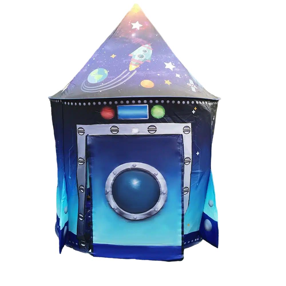 Happy Tiny Mart Fabric Rocket Spaceship Pop-Up Play Tent for Indoor Use