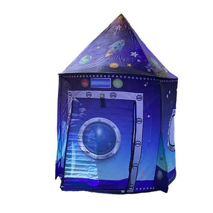 Happy Tiny Mart Fabric Rocket Spaceship Pop-Up Play Tent for Indoor Use