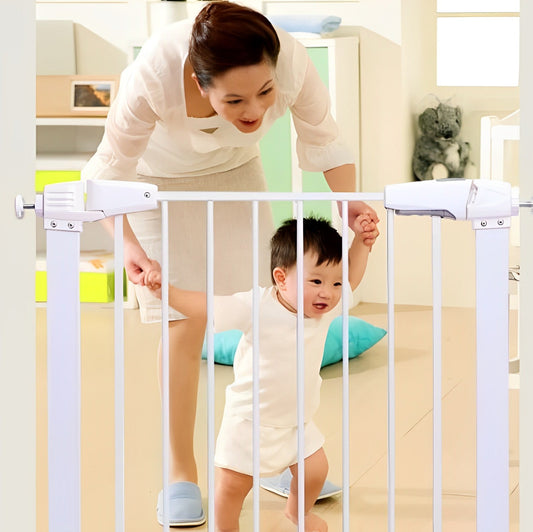 Adjustable Metal Stair Safety Gate for Residential Doorway and Staircase Barrier