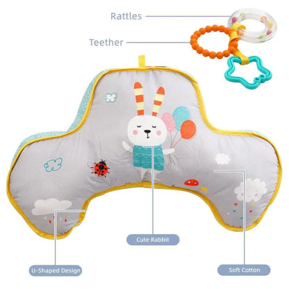 Happy Tiny Mart Cloth and Polyester Fiber Baby Tummy Time Support Pillow