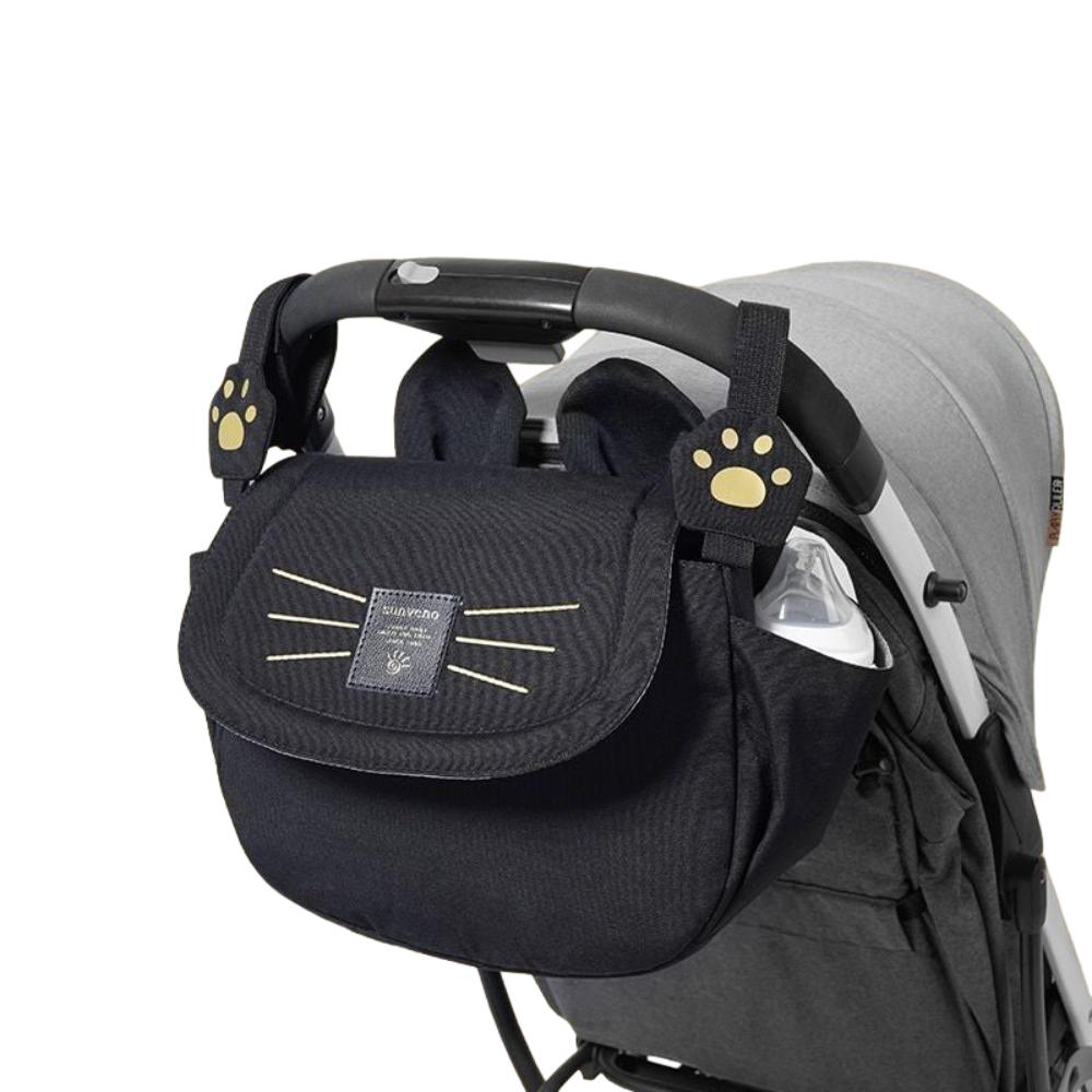 Polyester Stroller Organizer Bag with Adjustable Strap and Cat Motif