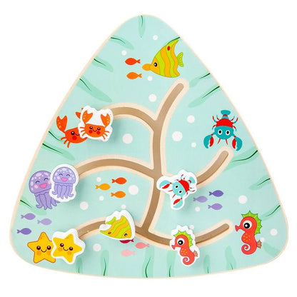 Happy Tiny Mart Wood Maze Board Sliding Pattern Matching Puzzle Toy
