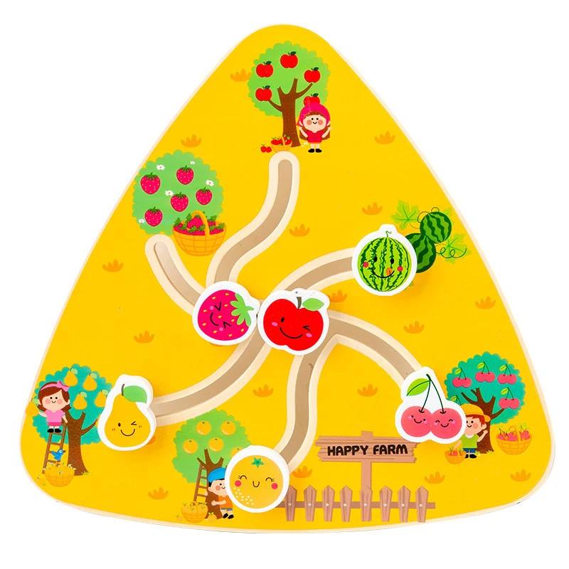 Happy Tiny Mart Wood Maze Board Sliding Pattern Matching Puzzle Toy