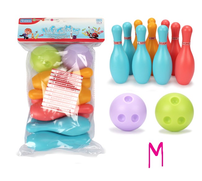 Plastic Ten-Pin Bowling Set with Two Balls for Indoor and Outdoor Use