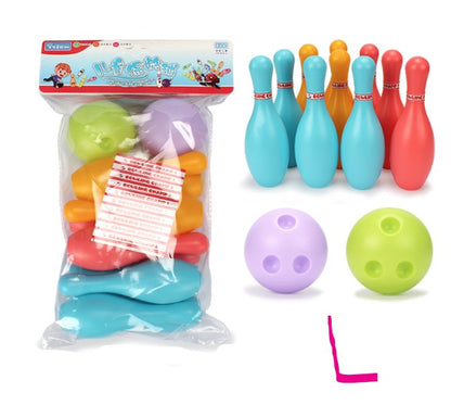 Plastic Ten-Pin Bowling Set with Two Balls for Indoor and Outdoor Use