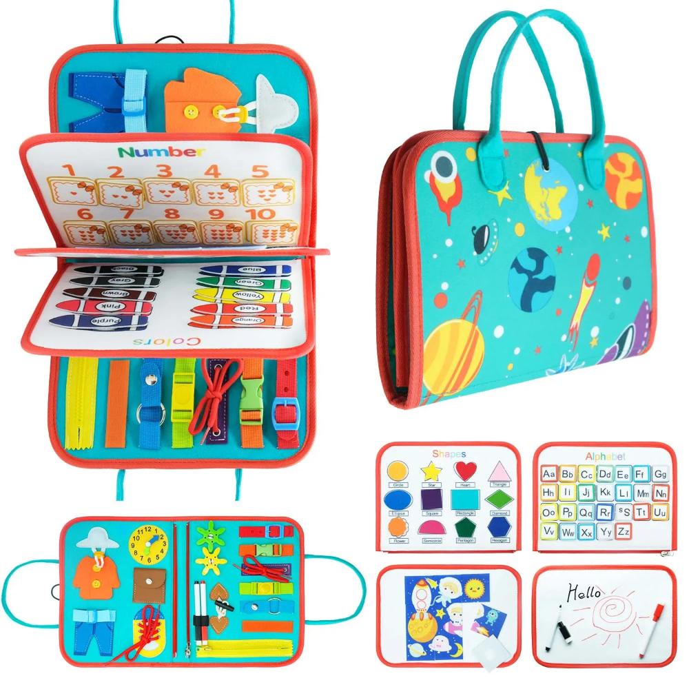 Happy Tiny Mart Synthetic Fabric Seven Activity Panel Educational Board for Children